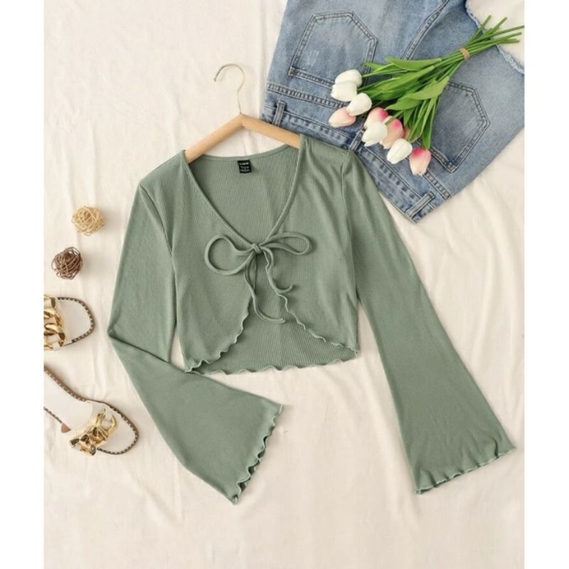 Daisies Cardigan Crop Top Rajut Korea Wanita