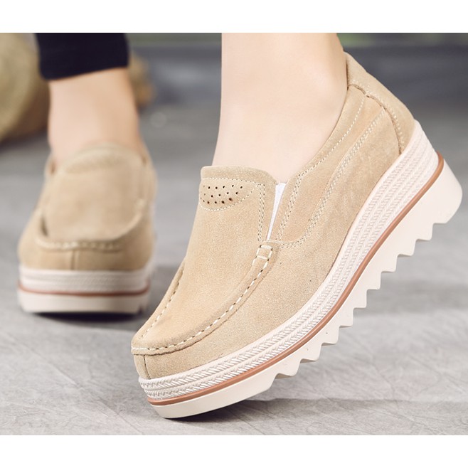 sepatu wanita import platform krem tipe 1031