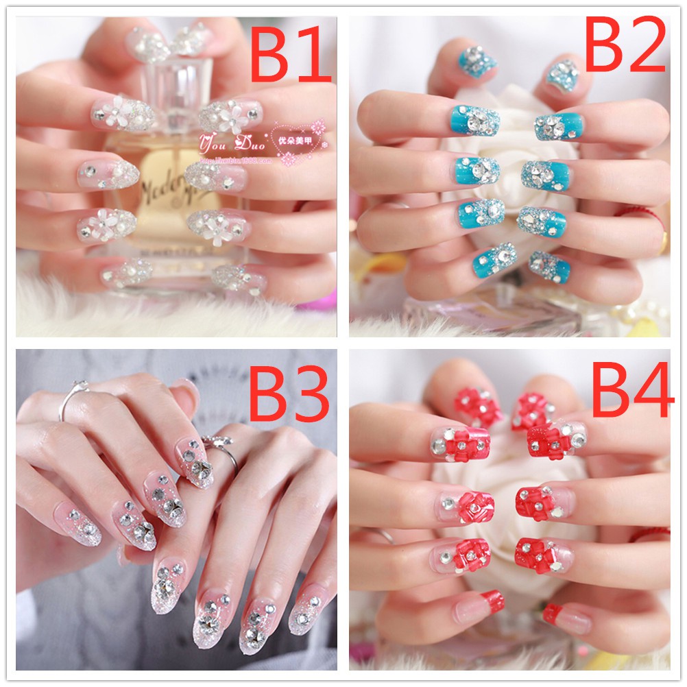 【COD】FLID 24pcs Kuku Palsu 3D Nikah Wedding False Fake Nail Nails  Nailart Pengantin Tangan