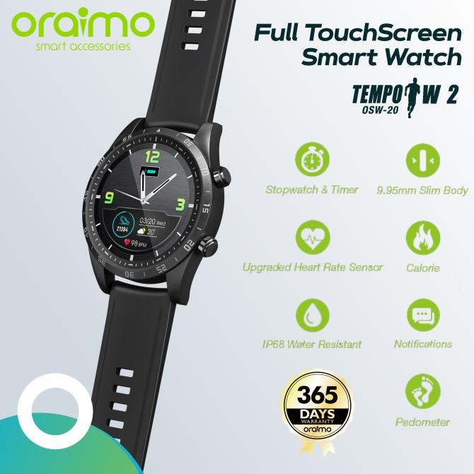 Oraimo Smart Watch Jam Tangan Pintar Full Touch Screen Slim OSW-20
