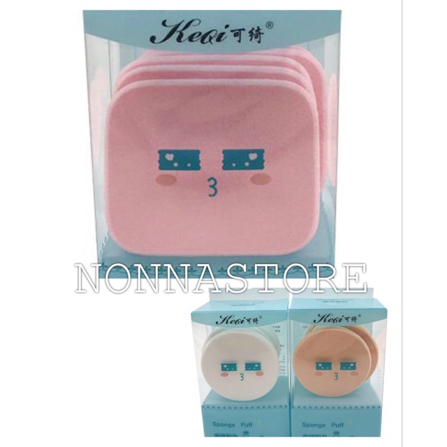 Beauty make-up sponge in the dry zone powder puff circle makeup tools ( 1 Box isi 4 Bulat / Segi )