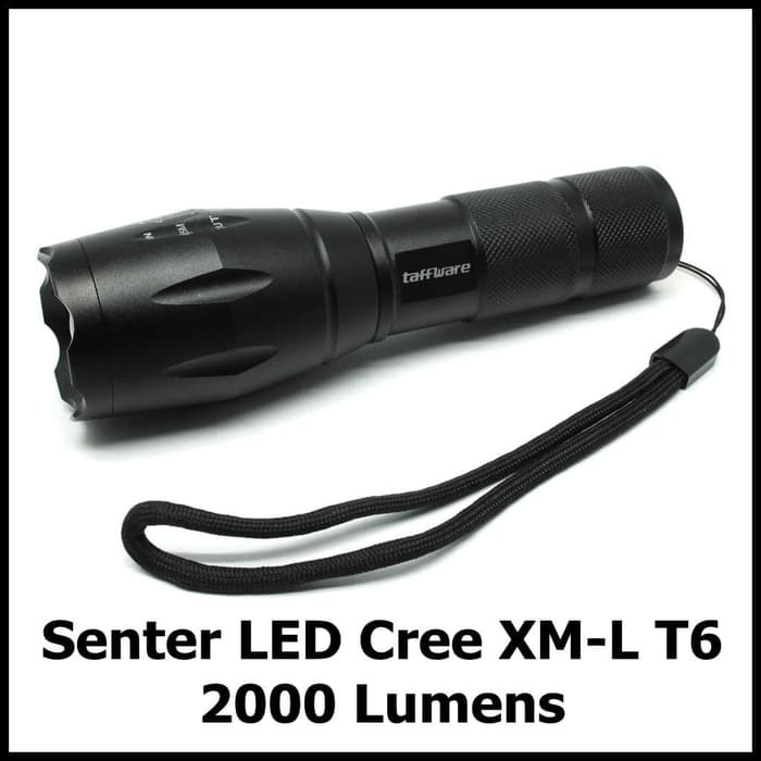 TaffLED Senter LED Cree XM-L T6 2000 Lumens E17 Black