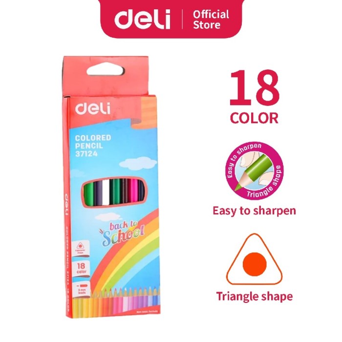 

(DISKON TERMURAH) Deli Colored Pencil / Pensil Warna Bentuk Segitiga 18 Warna E37124