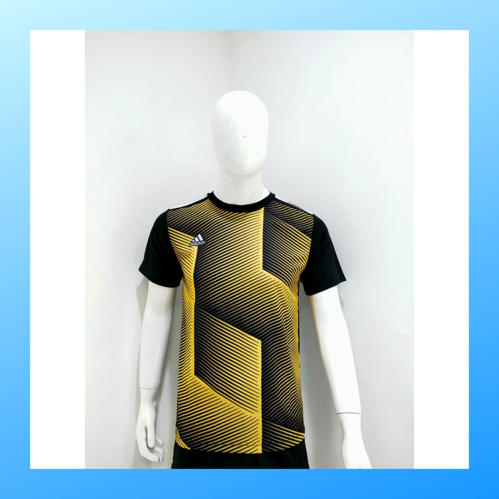 Kaos sepak bola pria jersey soccer club baju atasan wanita dewasa t-shirt seragam jersy outfit klub olahraga kostum jarsey futsal pakaian oblong sports suit apparel AD164 gold