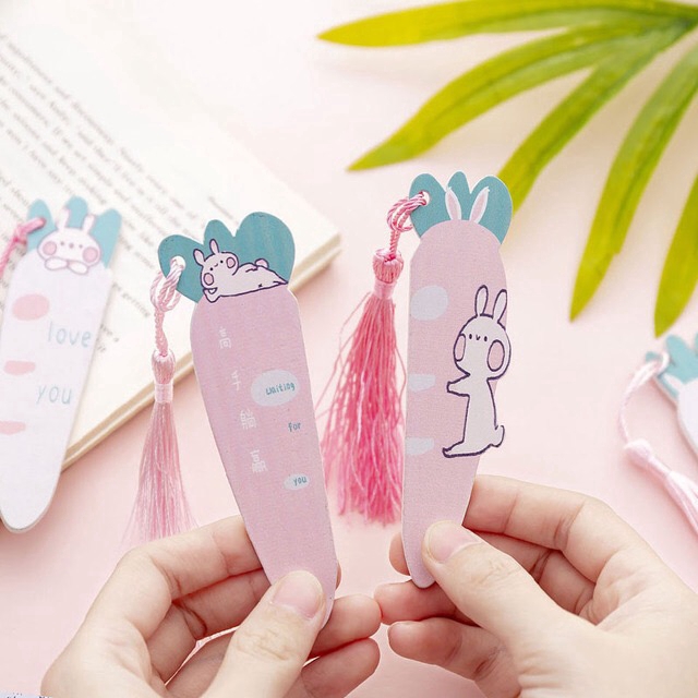 INS Student Office Stationery Bookmark Cute Cartoon Carrot Rabbit Tassel Bookmark