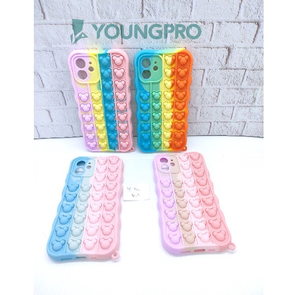 Silicone Case Pop It IPhone 12 - Case Penghilang Stress Rainbow