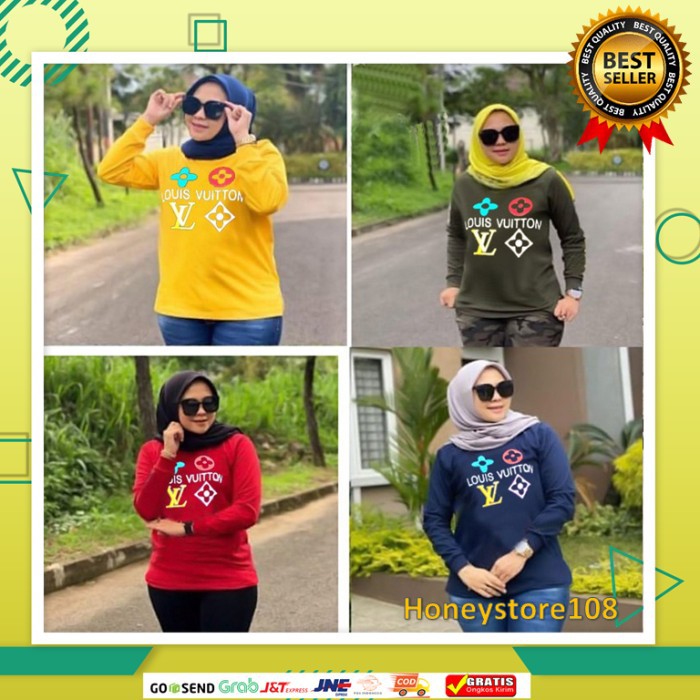 [TERMURAH] KAOS WANITA LENGAN PANJANG COD ATASAN BAJU LV MUSLIM A64
