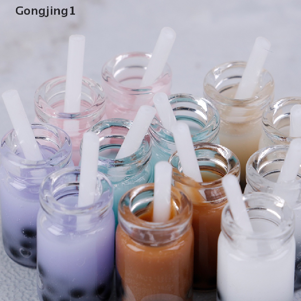 Gongjing1 2Pcs Miniatur Minuman Pearl milk tea Untuk Aksesoris Rumah Boneka 1 / 12