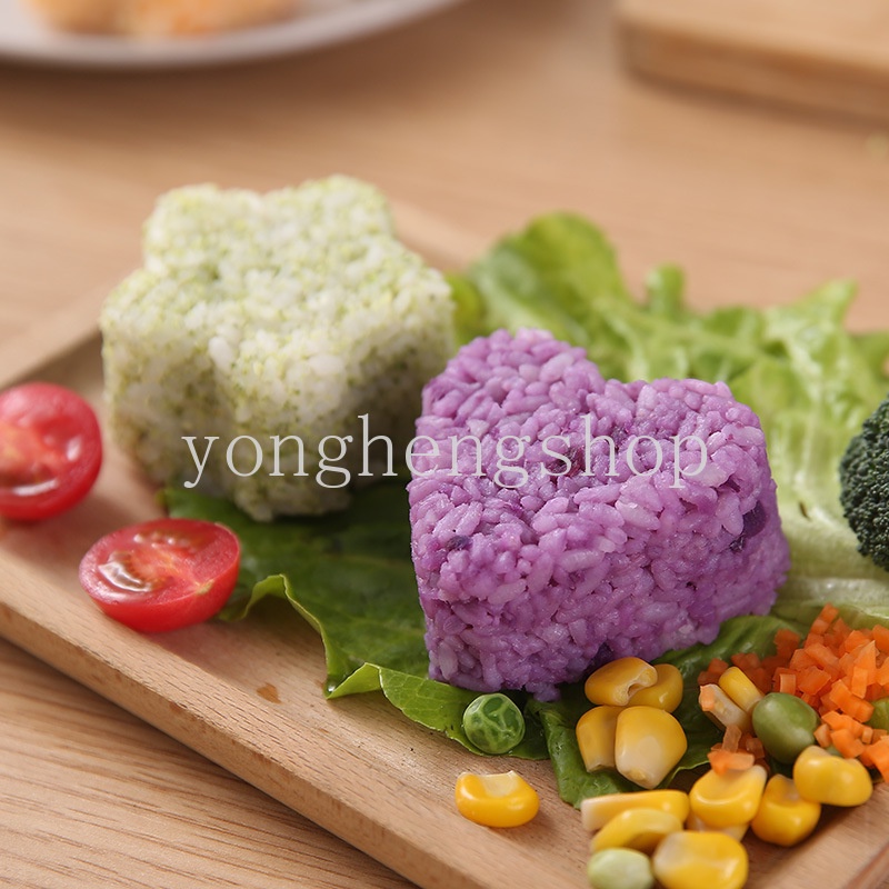 2 Pcs / set Cetakan Pembuat Bola Nasi Onigiri Sushi Bentuk Hati Plum Dengan Gagang Anti Lengket Untuk Dapur