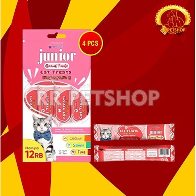 Junior Creamy Treats Cemilan Kucing Cat Food Snack 15GR X 4 Pcs