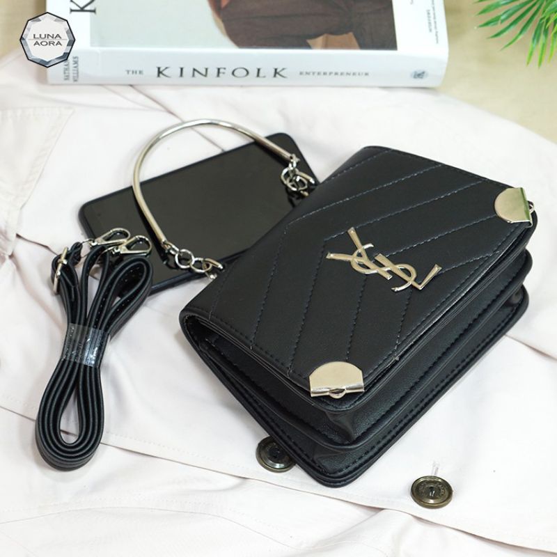 TAS SELEMPANG JINJING WANITA LUXURY KOTAK FASHION BORDIR YSL TAS WANITA OOTD TAS KEKINIAN
