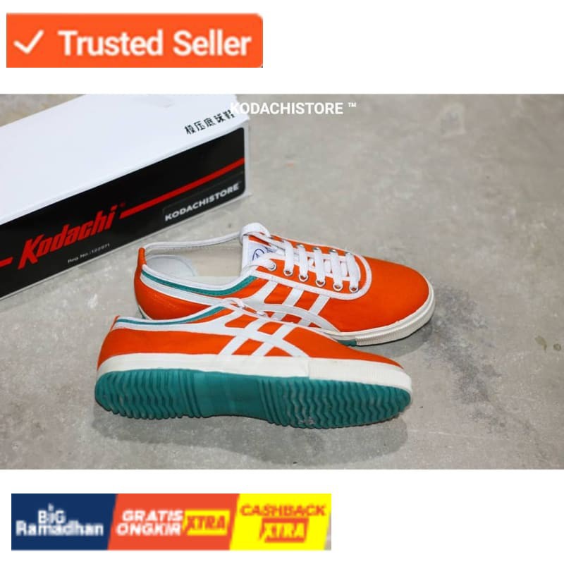 SNEAKERS COWOK HITAM BIRU MISTY  Kodachi 8172 Orange Hijau - 8172 OH - sepatu kodachi