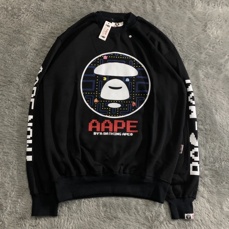 SWEATER CREWNECK AAPE BATHING APE PACMAN FULLTAG &amp; LEBEL