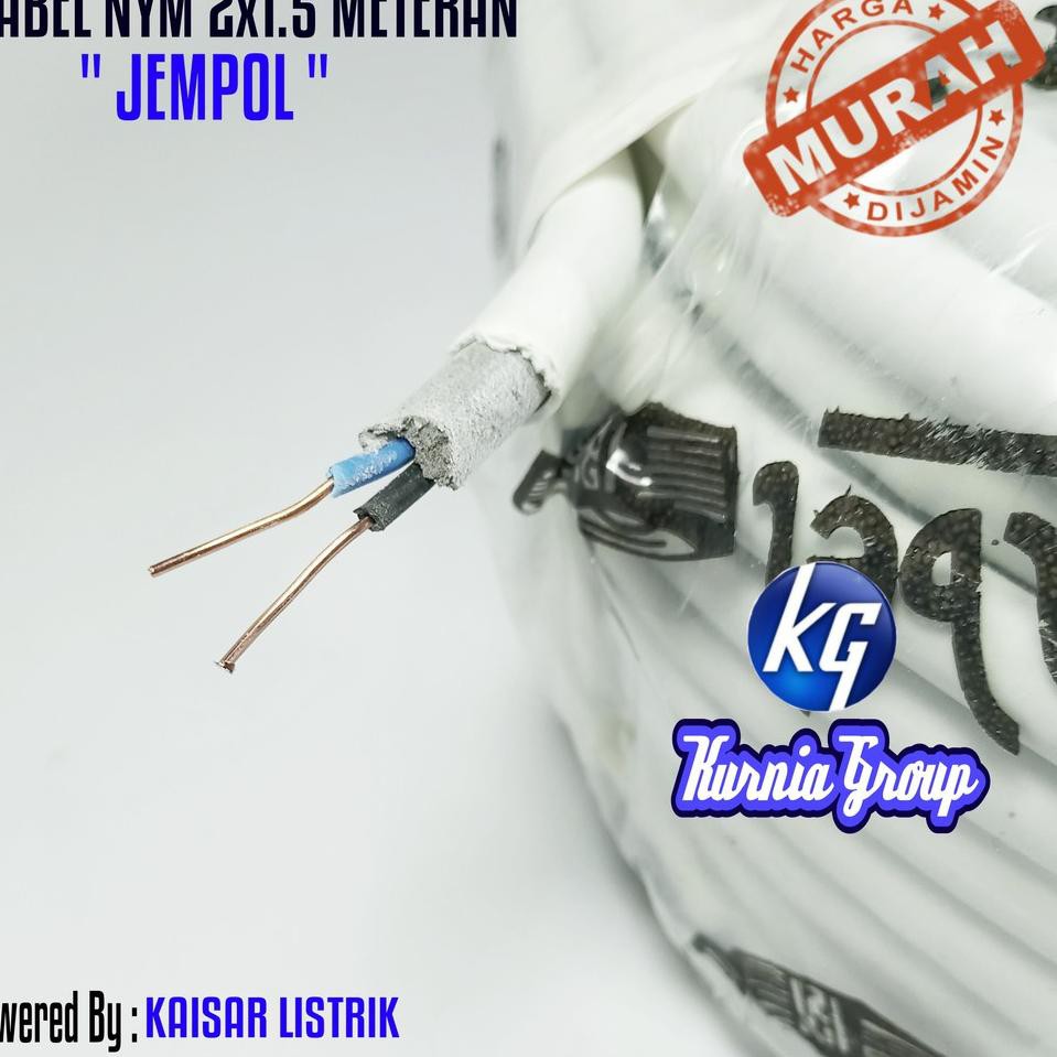 Sudah READY.. Kabel NYM 2x1.5 JEMPOL 50Y PUTIH Cable Listrik Kawat isi 2 Hrg 1ROLL Kbl Instalasi PLN