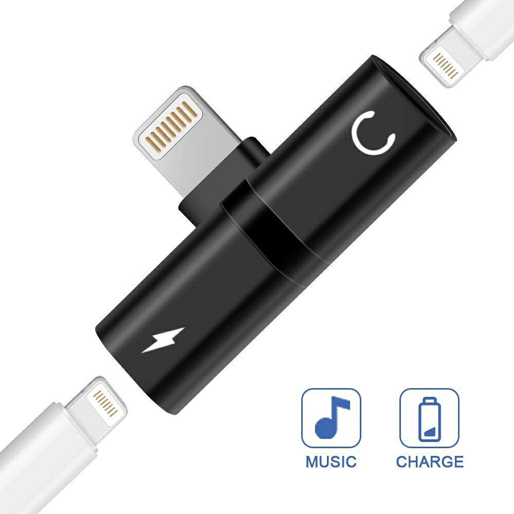 [WS] Splitter  Dual Lightning 3.5mm 2in1 Converter Iphone 7 8 X XS Audio + Charger + LX 12 Ip 2 in 1