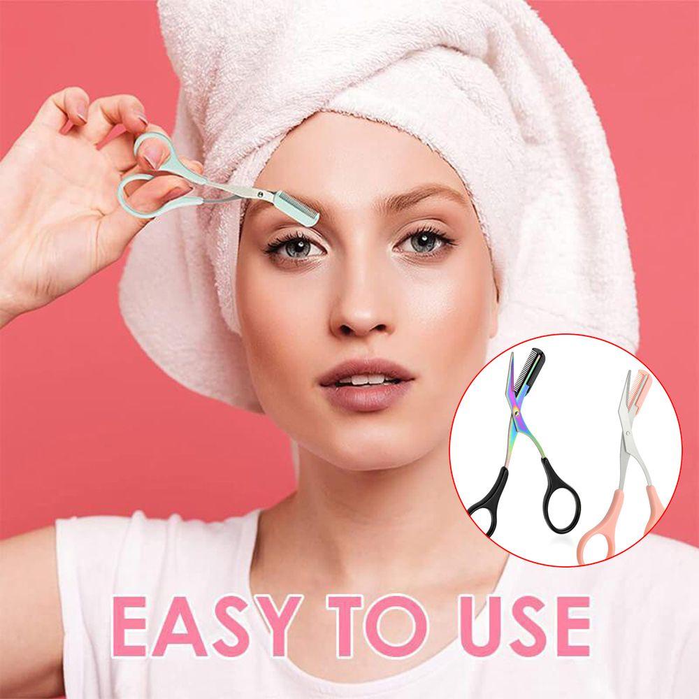 R-flower 2per4/6pcs Gunting Pemangkas Alis Portable Grooming Shaping Dengan Sisir