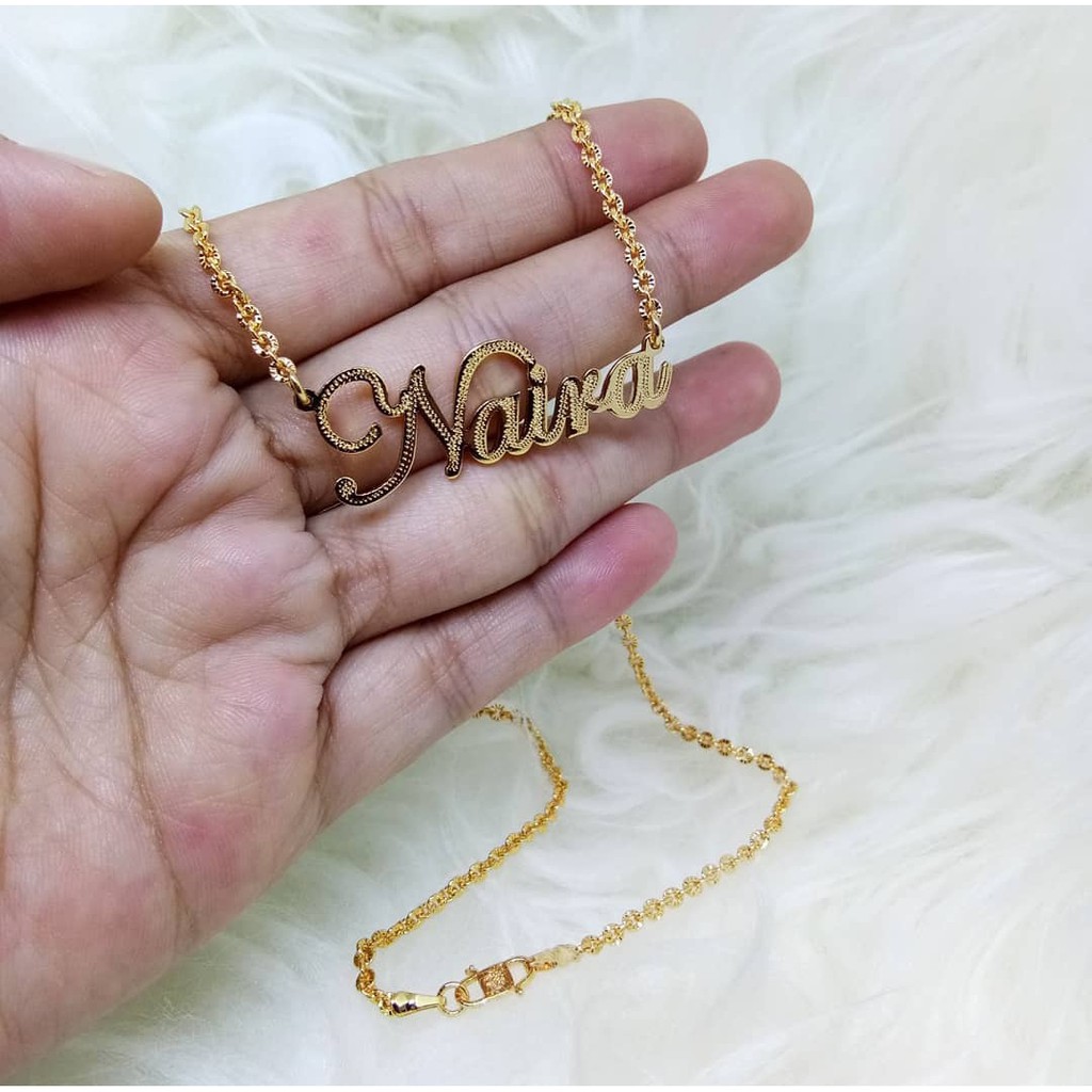 Kalung Liontin Custom Nama Lapis Emas