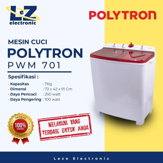 Mesin Cuci POLYTRON 2 Tabung PWM - 701 KAPASITAS 7KG 701