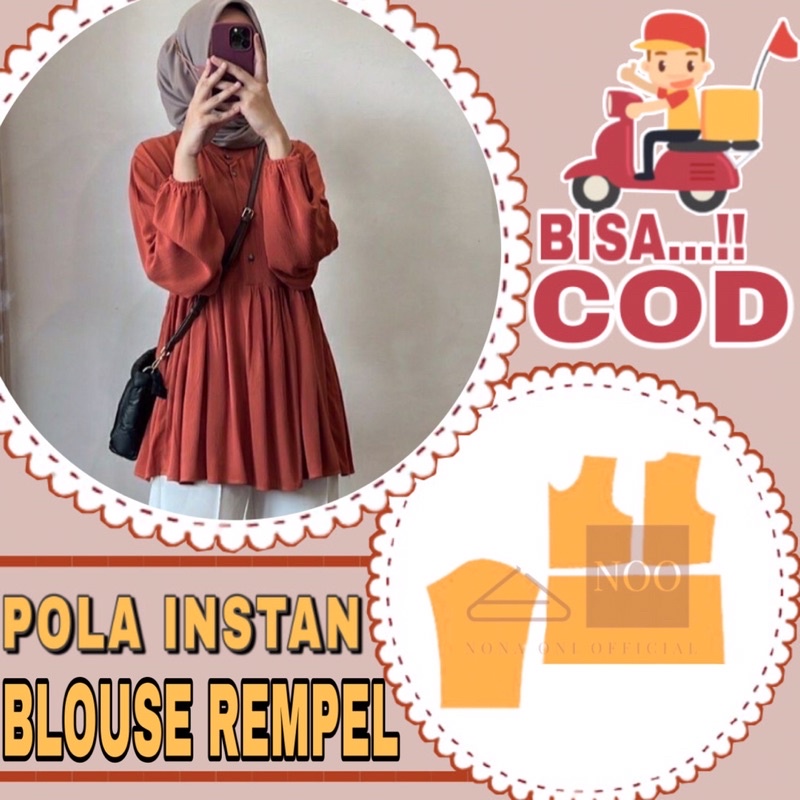 BISA COD✔️ Pola instan blouse wanita rempel bawah - pola jahit blouse wanita rempel - pola jahit blo