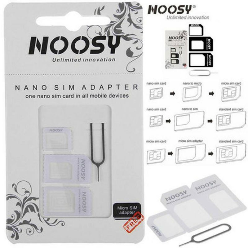 Adapter Sim Card Noosy 4IN1 Nano Micro Jarum Dudukan Kartu Standart