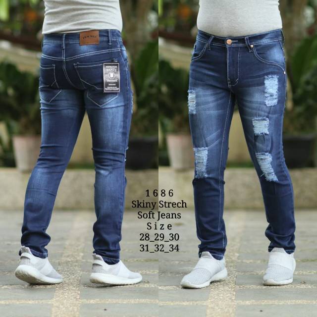 Celana Jeans Pria Putih Polos Whisker Thin Brown (29-34) Acid Wash Premium