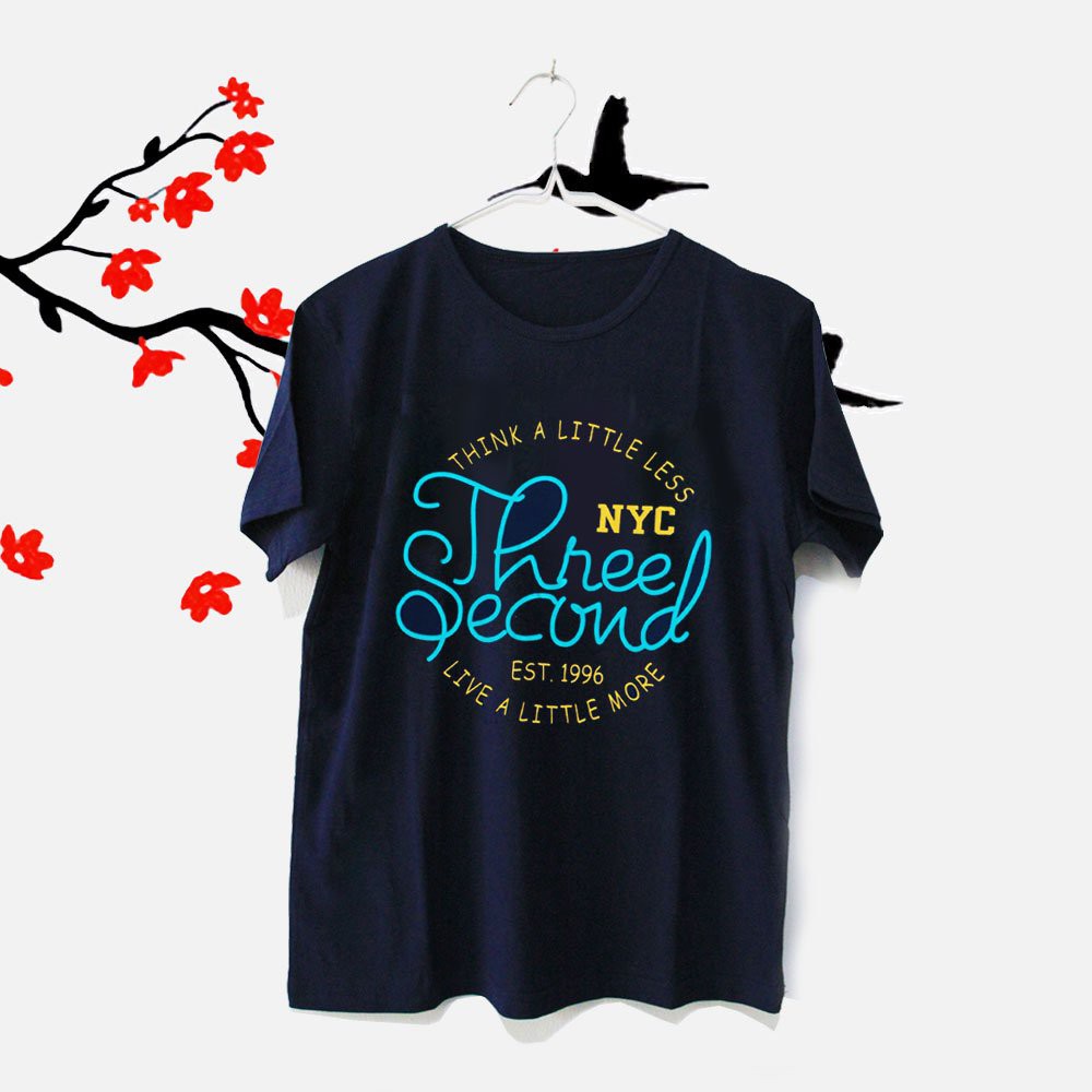 DIJUAL Tumblr Tee - T-Shirt - Kaos Wanita Lengan Pendek Three Second NYC Warna Navy [SALE]off40%