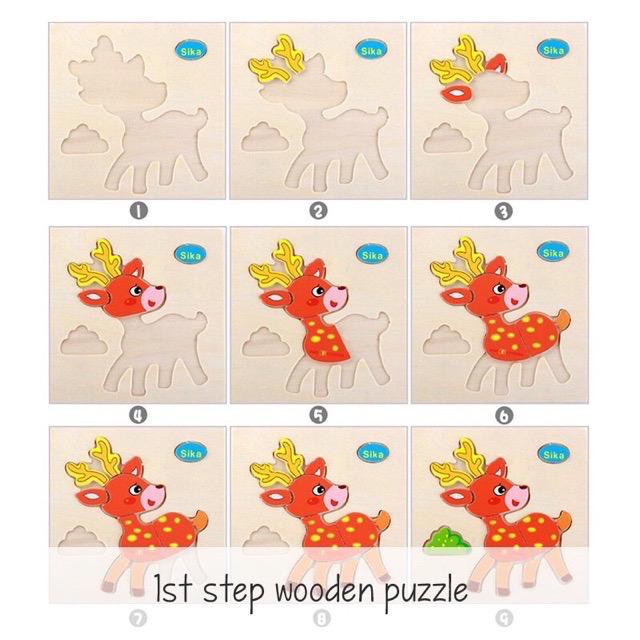 MAINAN PUZZLE KAYU JIGSAW BALOK MAINAN ANAK KARAKTER ANIMAL CUTE