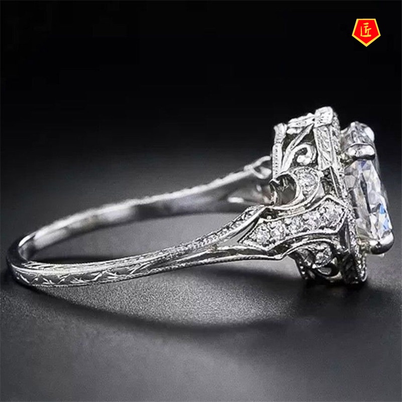 [Ready Stock]Square Diamond Ring New Version Fashion Elegant