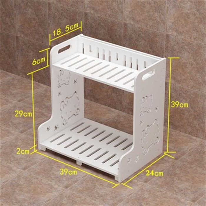 homihomi Rak Bumbu Dapur 2 Susun Botol Toples Kayu WPC Serbaguna DS004 Kokoh