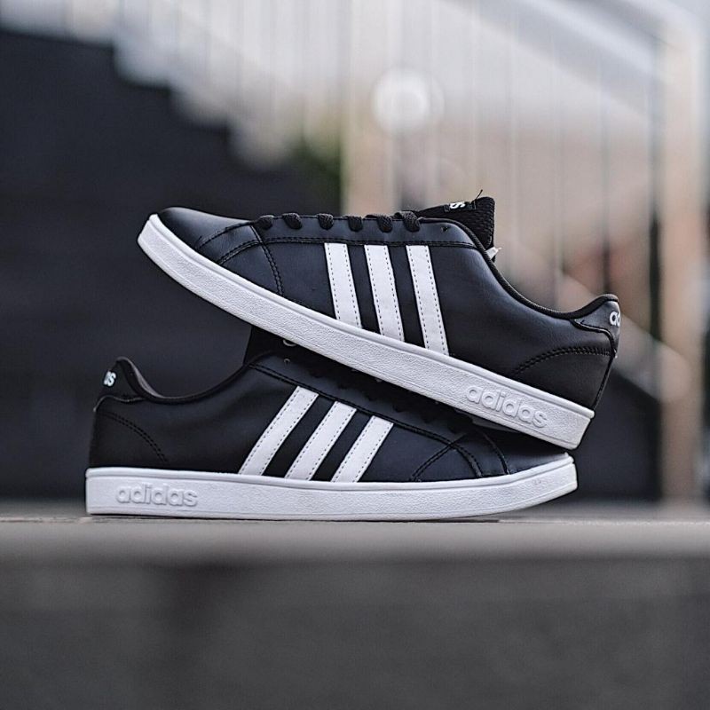 Adidas neo baseline black white leather size 38-44