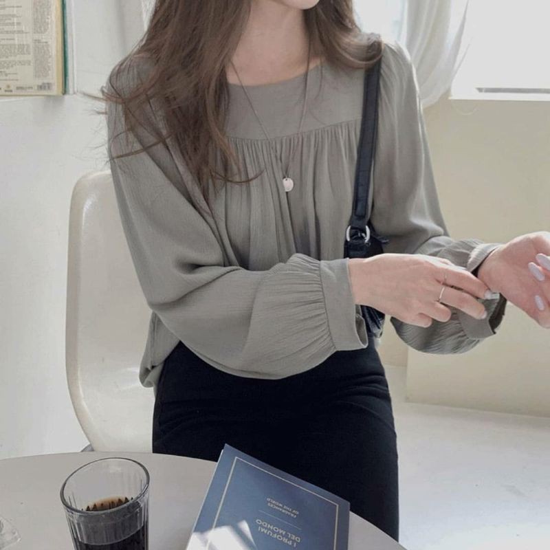 Chana Blouse Atasan Wanita Korean Style Crinkle Import