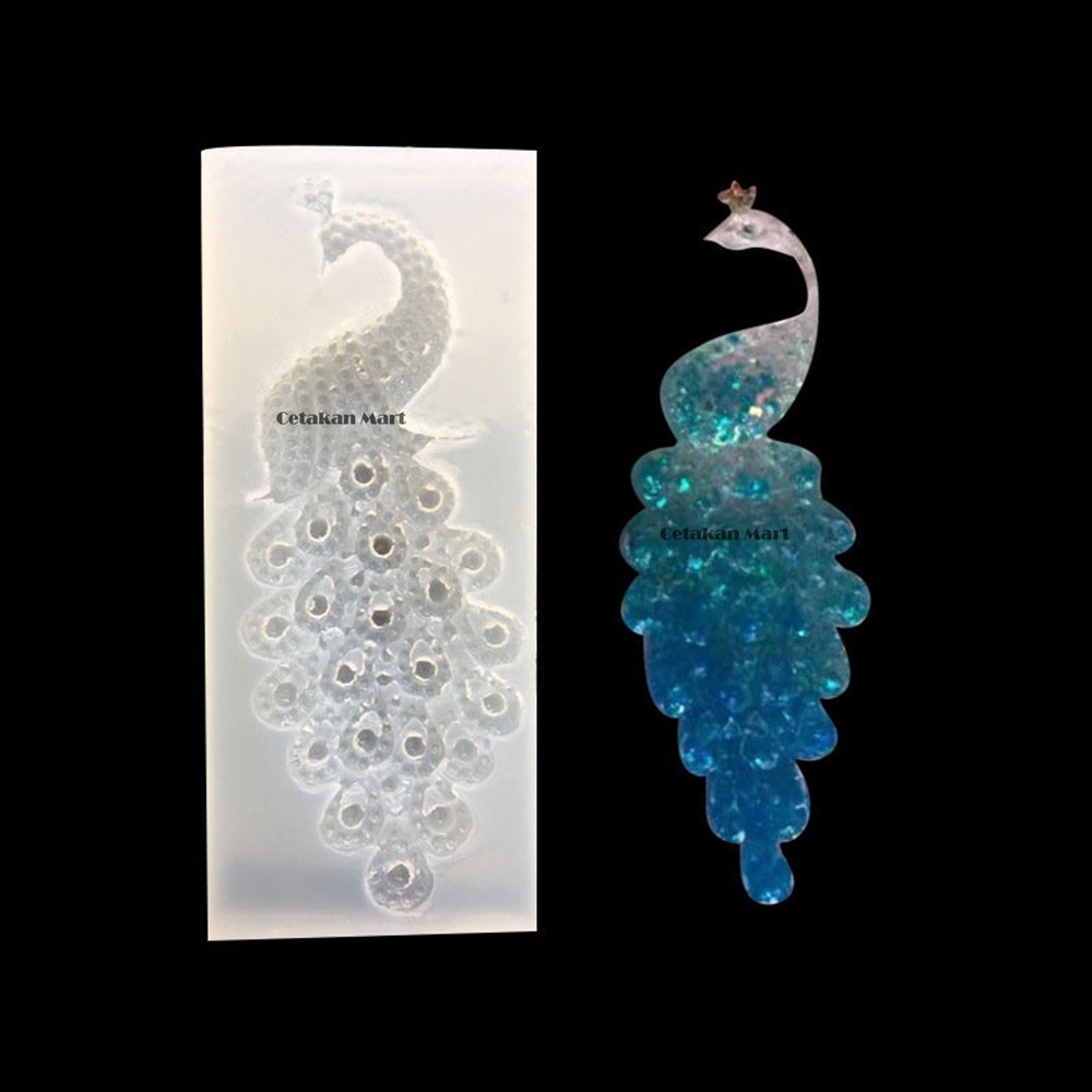 CM Cetakan Resin Craft DIY Jewellery Perhiasan Liontin Pendant Brooch Peacock Merak Mold Silikon