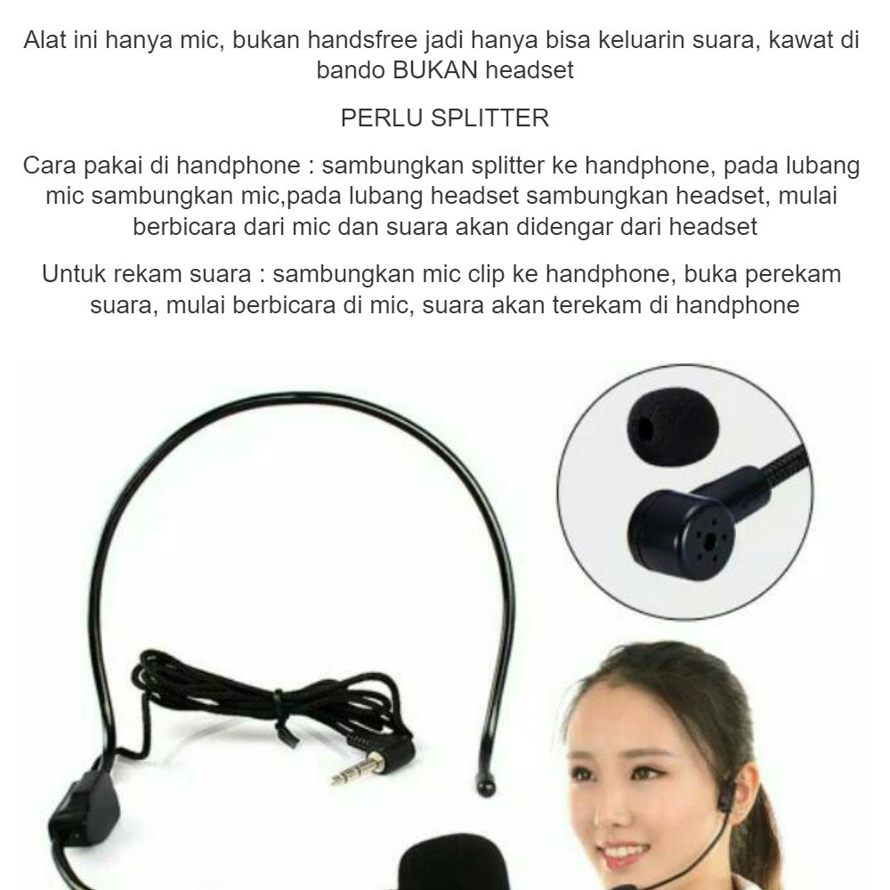 Mic CLIP ON Bando Headset Microphone Bando Jack 3.5mm Mic Clip On Vlogger