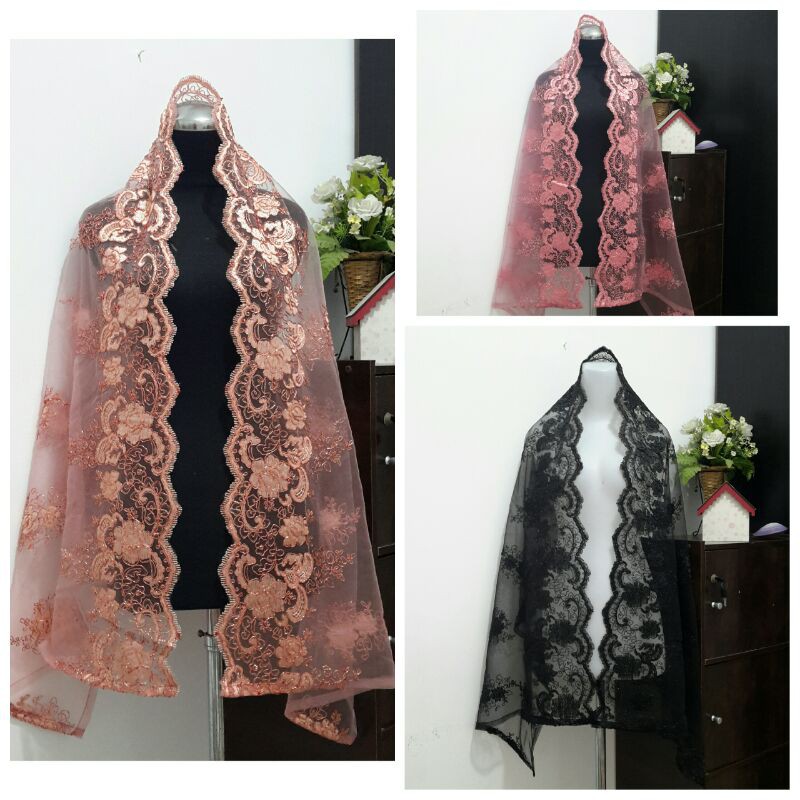 Slayer pengantin PREMIUM mint / kerudung manten / selendang kebaya