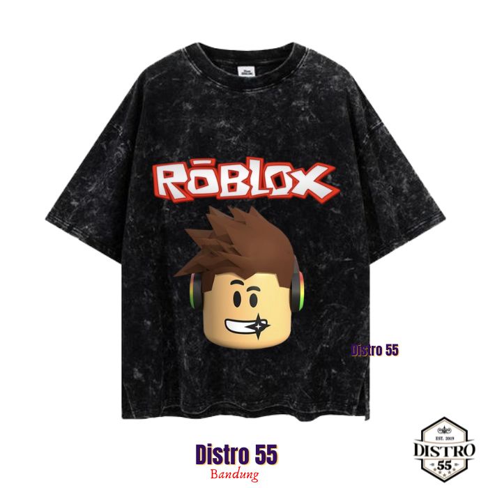 KAOS BLACK WASHED VINTAGE ROBLOX  / LET'S PARTY  & LISTEN MUSIC / ONLINE GAME PLATFORM / WASHED TSHI