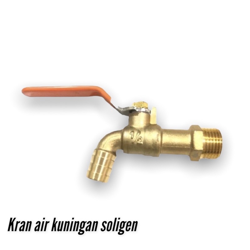 Kran air tembok kuningan Soligen model engkol E02