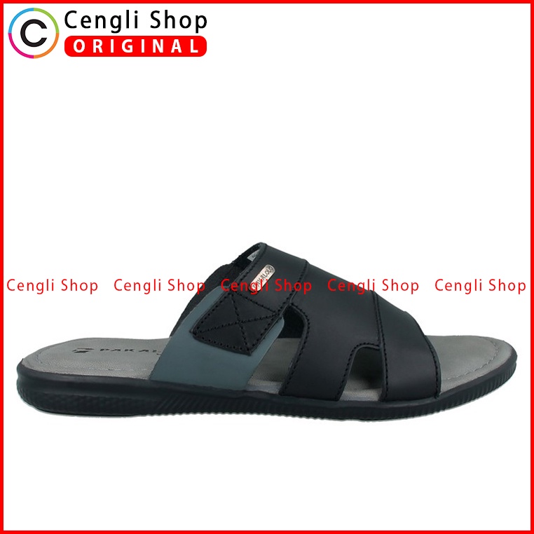 SANDAL SLIDE PAKALOLO PRIA ORIGINAL CASUAL KULIT ASLI HITAM PB31