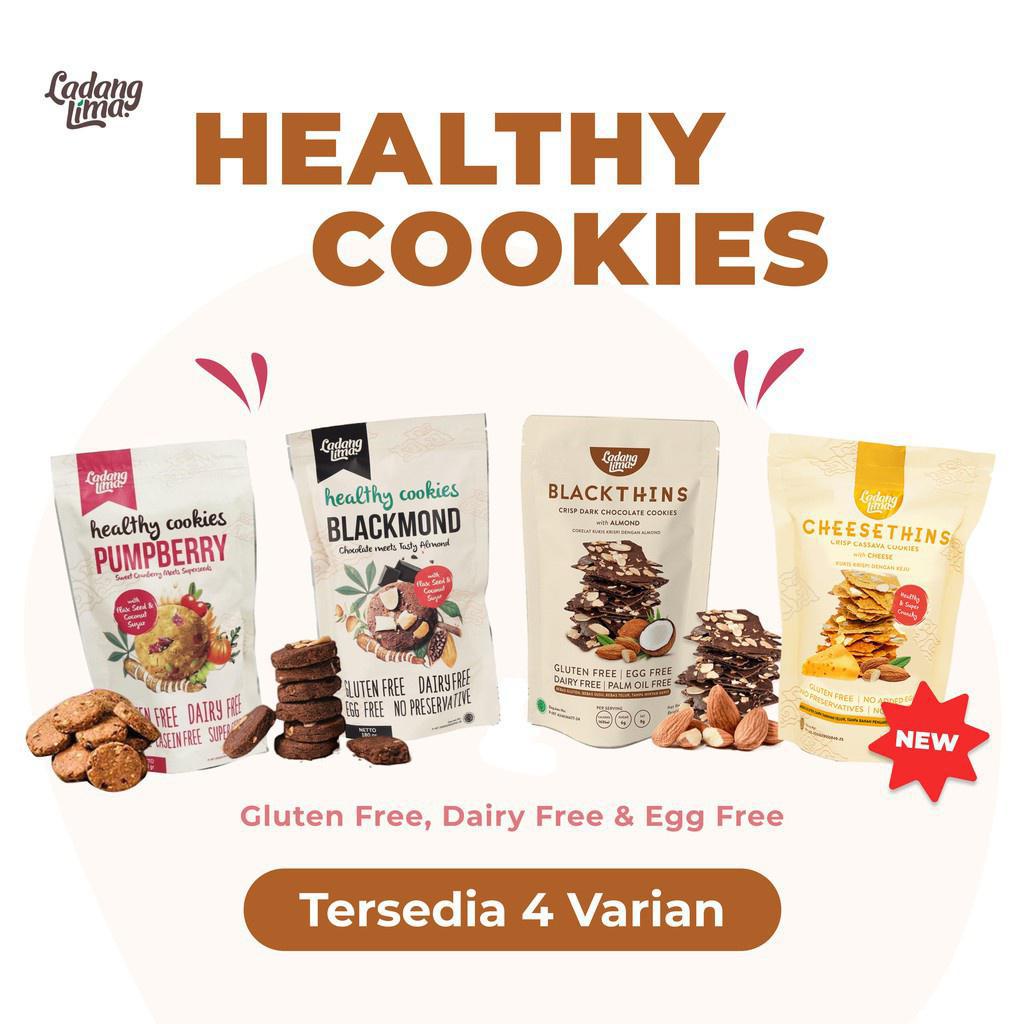 

Cookies Blackthins 100gr Blackmond 180gr Cheesethins 80gr Pumpberry 180gr by Ladang Lima