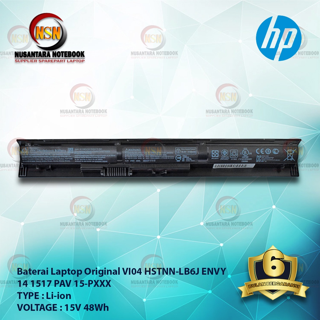 Baterai HP Original VI04 HSTNN-LB6J ENVY 14 1517 PAV 15-PXXX