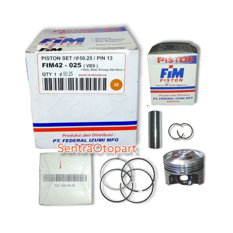 Piston seher kit beat scoopy spacy karbu injeksi stater kasar oversize 25 fim