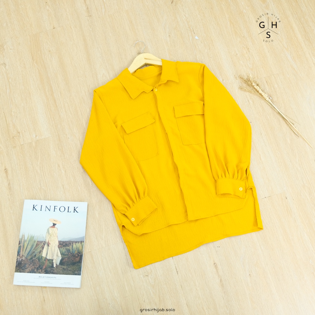 (AMD) KEMEJA ANGGITA BLOUSE ATASAN WANITA SHIRT-K ANGGITA MUSTARD
