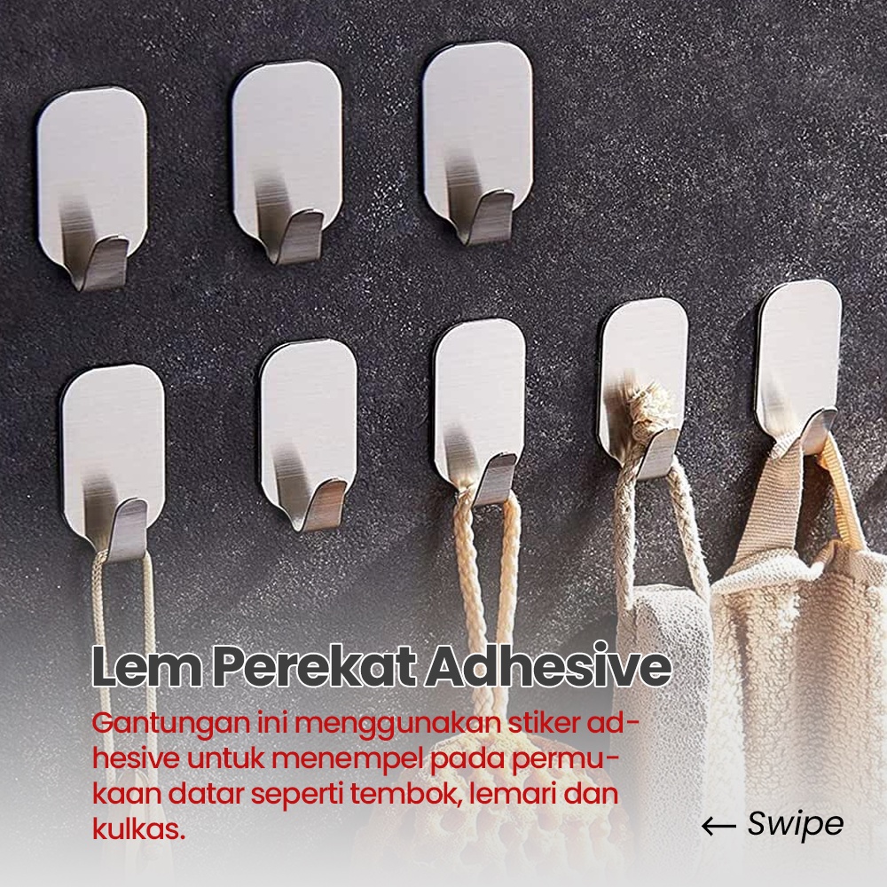 Gantungan Serbaguna Tempel Dinding Adhesive 6 Pcs