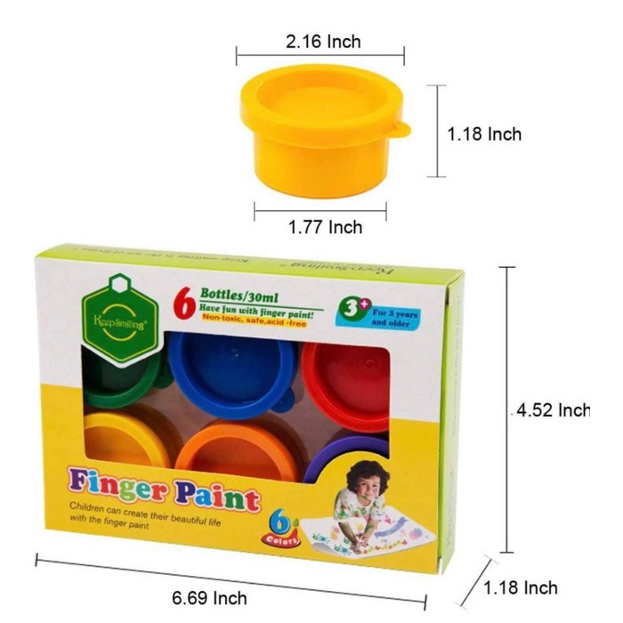 Zoetoys Finger Paint 6 Ct Warna Colors | Perlengkapan Mewarnai Melukis Painting dengan Jari Stamp | Cat Lukis Tangan Non-Toxic | Mudah dihapus | Mainan Edukasi Anak