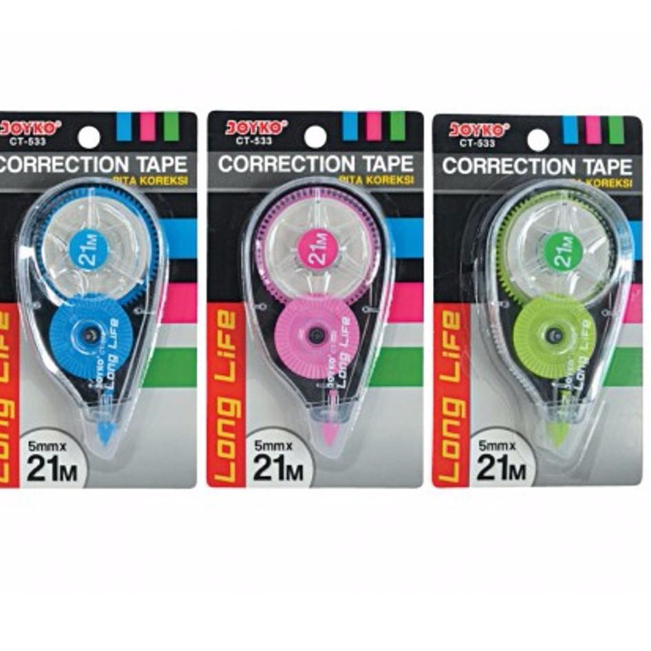 

(S3O7) ★ JOYKO - Correction Tape Tip-Ex Roll Long Life 21m - CT-533 - Pcs //Lagi@viral