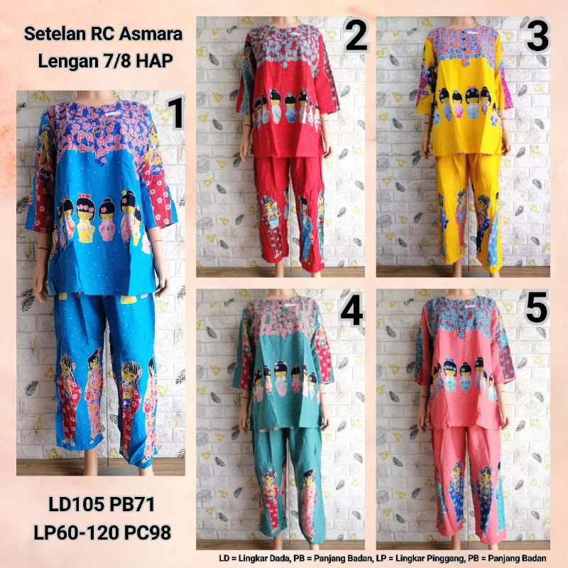 COD Setelan RC Asmara Lengan 7/8 HAP Adem Busui Piyama BU TEJO WIBU