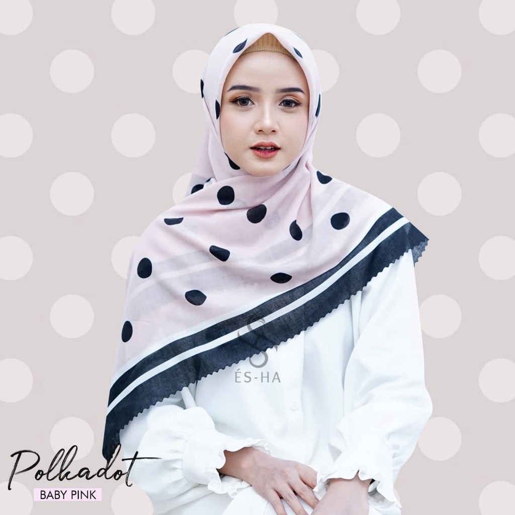 (PART 1) Series Hijab Motif Voal / Segiempat Motif Voal Premium Exclusive-POLKA BABY PINK