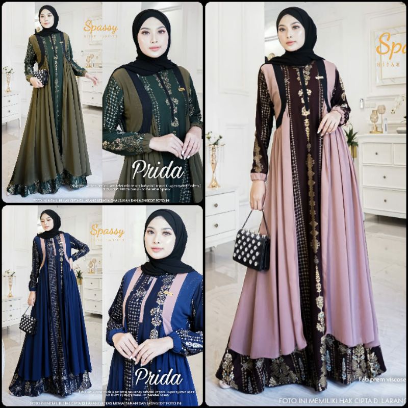 GAMIS TERBARU KEKINIAN CANTIK BEST SELLER WANITA MUSLIMAH SYARI MODERN TERBARU MURAH ORI 2021 PRIDA 
