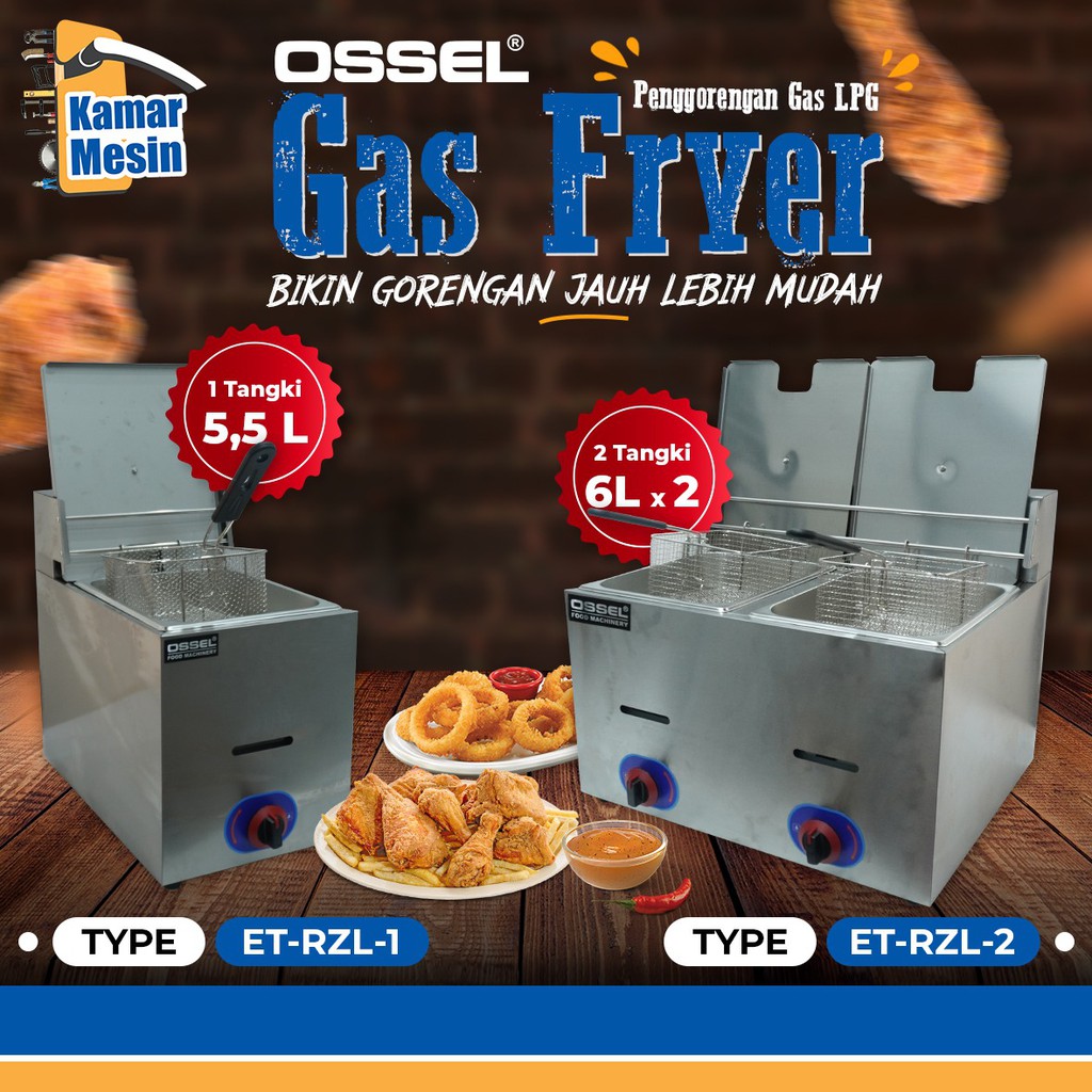 TERMURAH OSSEL Gas Fryer 1 Tangki Penggorengan Kentang Gas Deep Fryer PEnggorengan Gas LPG