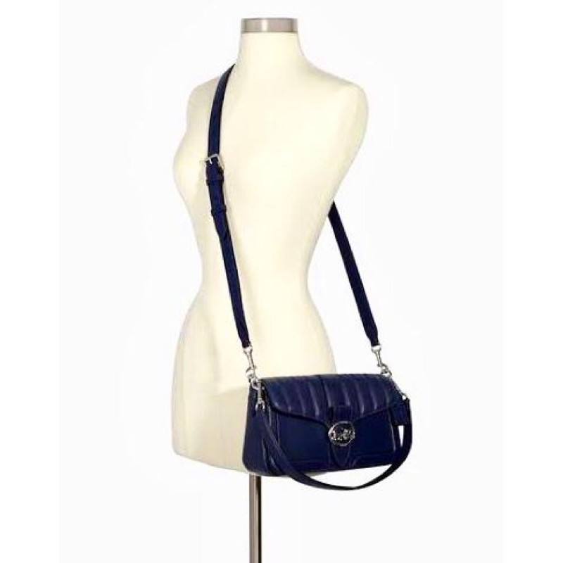Tas Coach Georgie Shoulder Bag With Linear Quilted Leather Cobalt New