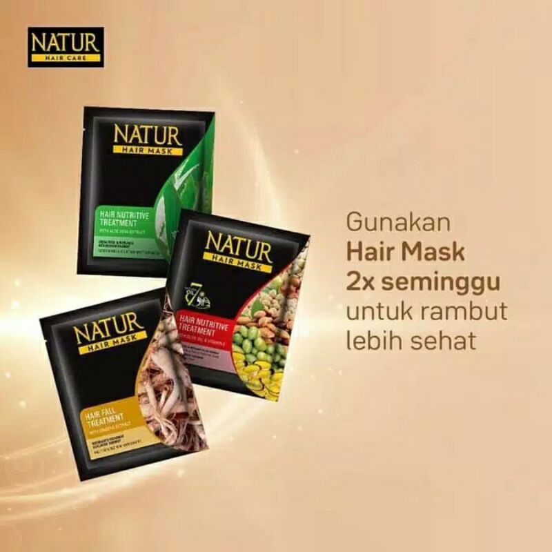 ⭐BAGUS⭐ NATUR HAIR MASK / SHAMPOO | Masker Rambut Ginseng / Aloe / Olive Sachet